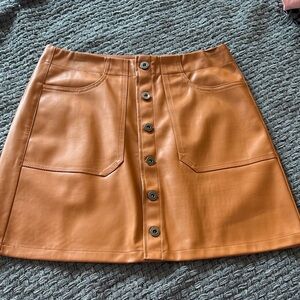 Jessica Simpson Camel Button-Front Mini Skirt